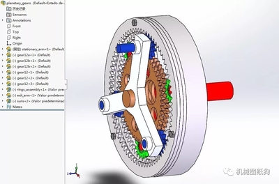 【差减变速器】planetary gears行星齿轮演示结构3D图纸 Solidworks设计
